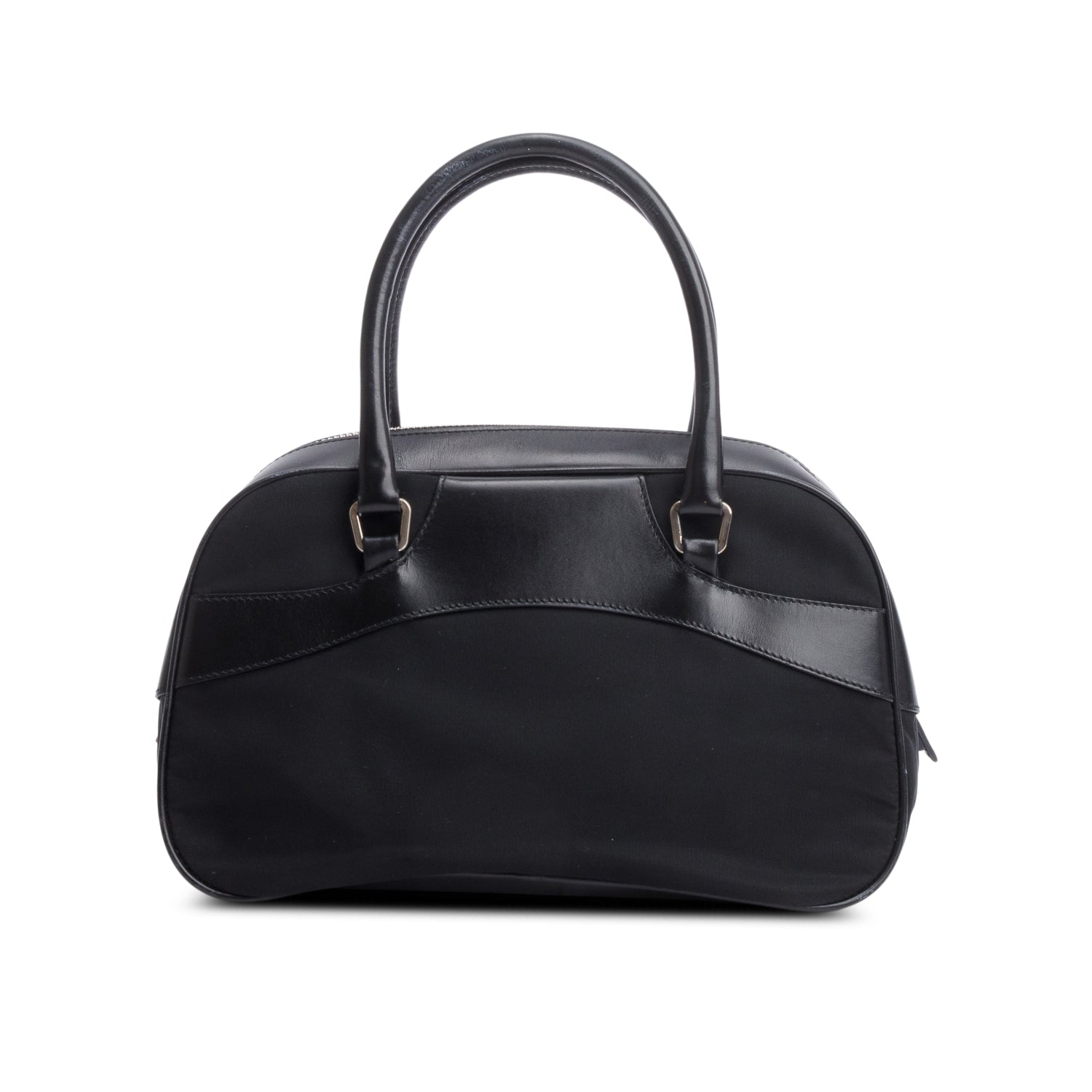 Prada Black Nylon Leather Bauletto Bag