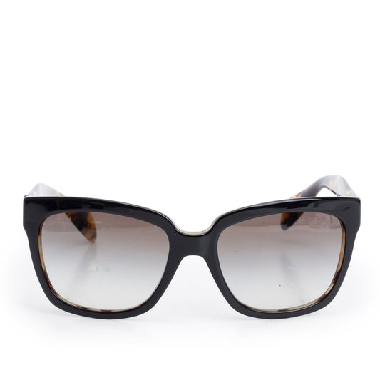 Prada SPR 07P Black/Havana Acetate Square Sunglasses