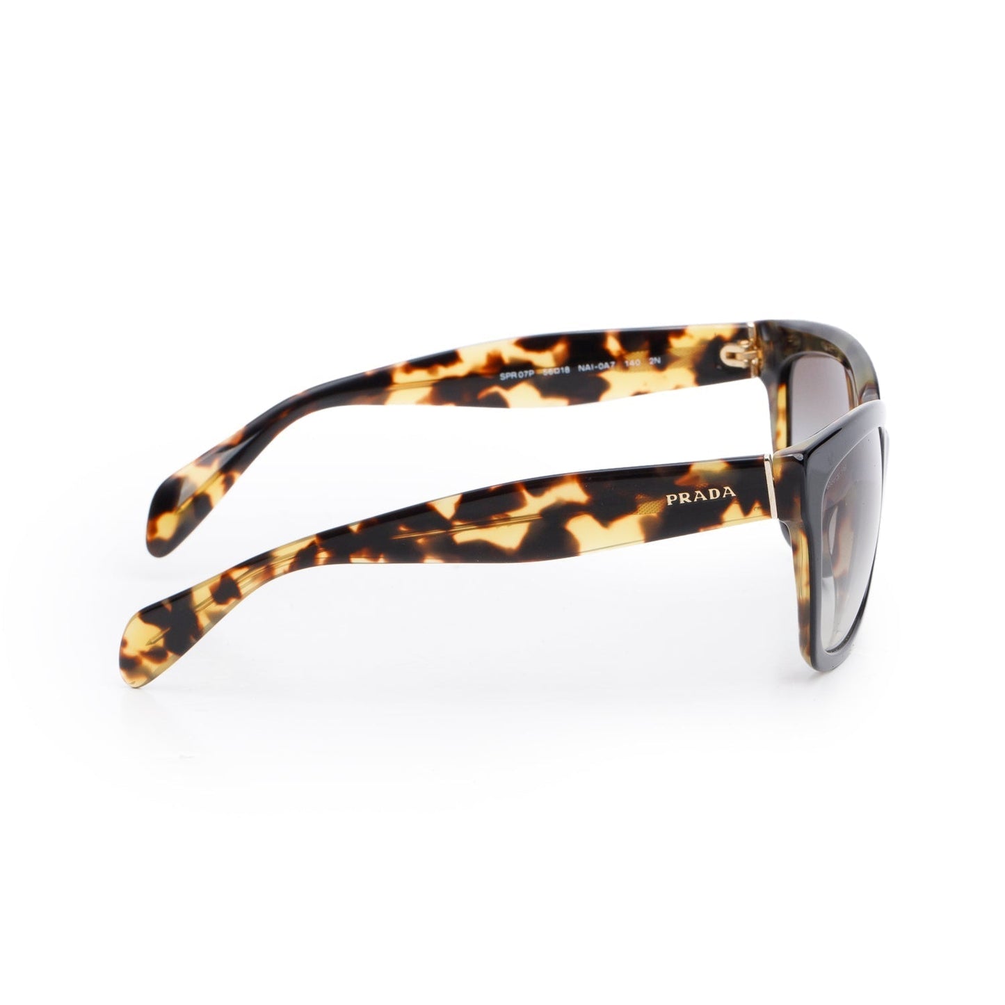 Prada SPR 07P Black/Havana Acetate Square Sunglasses
