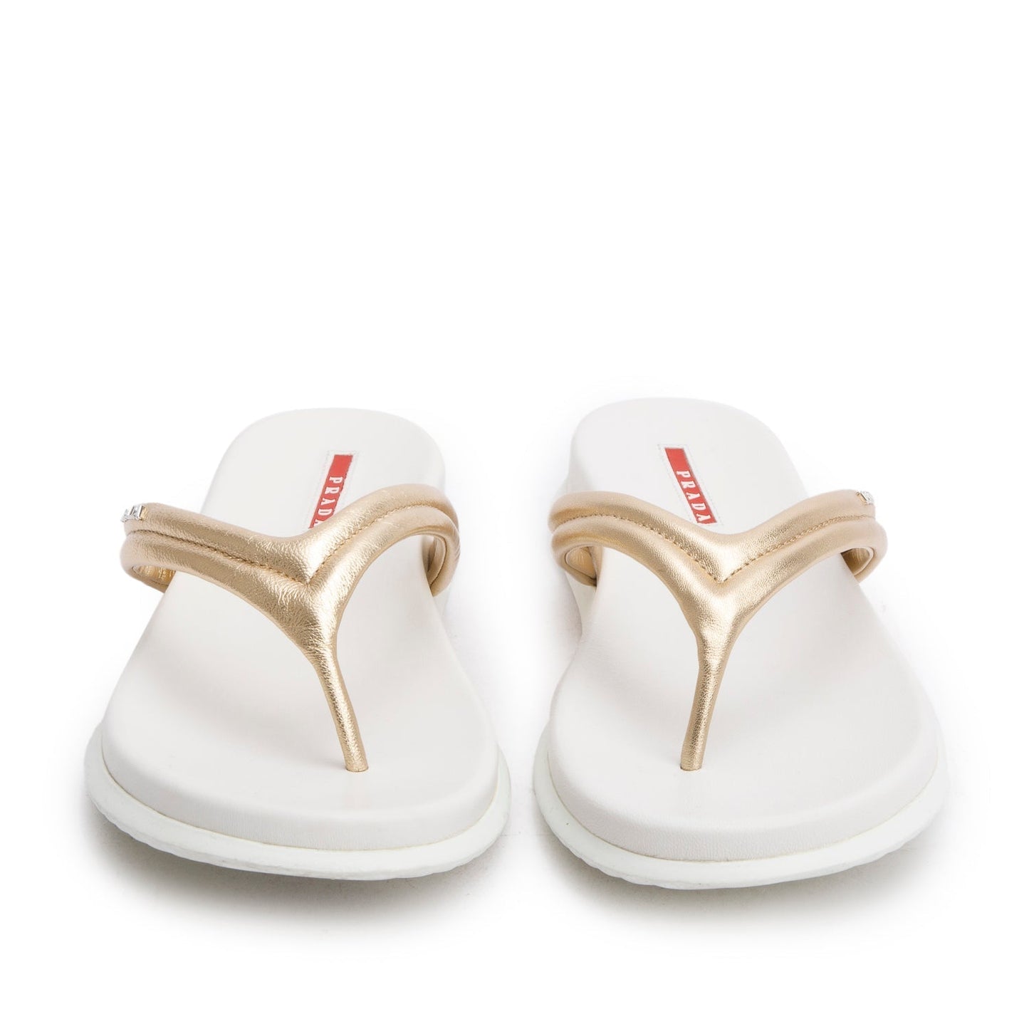 Prada Black/Gold Rubber Thong  Sandals, Size 41