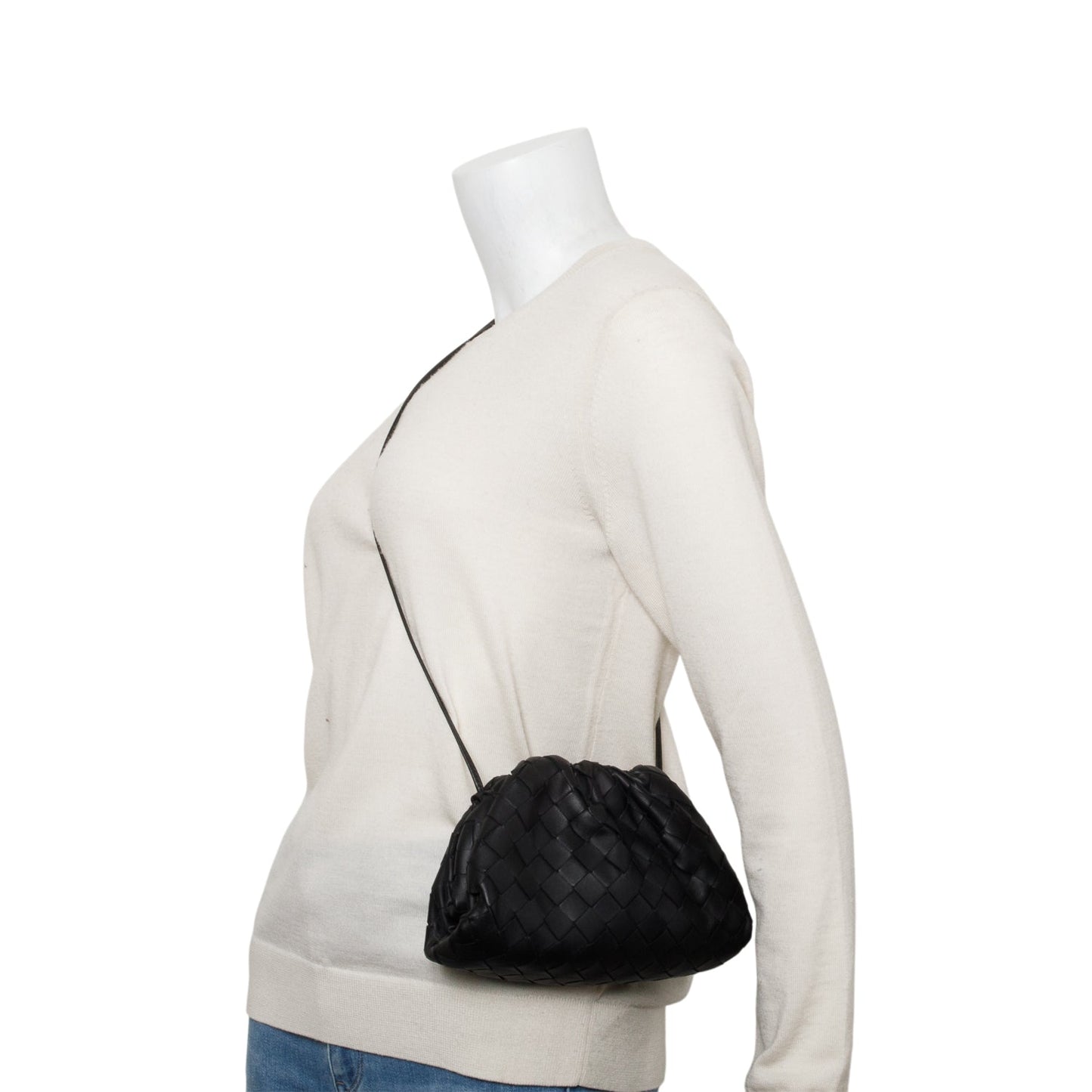 Bottega Veneta Blsck Calfskin Intrecciato Leather The Mini Pouch