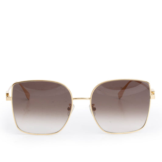 Fendi FE40013U Gold-Tone Metal Baguette Gradient Sunglasses