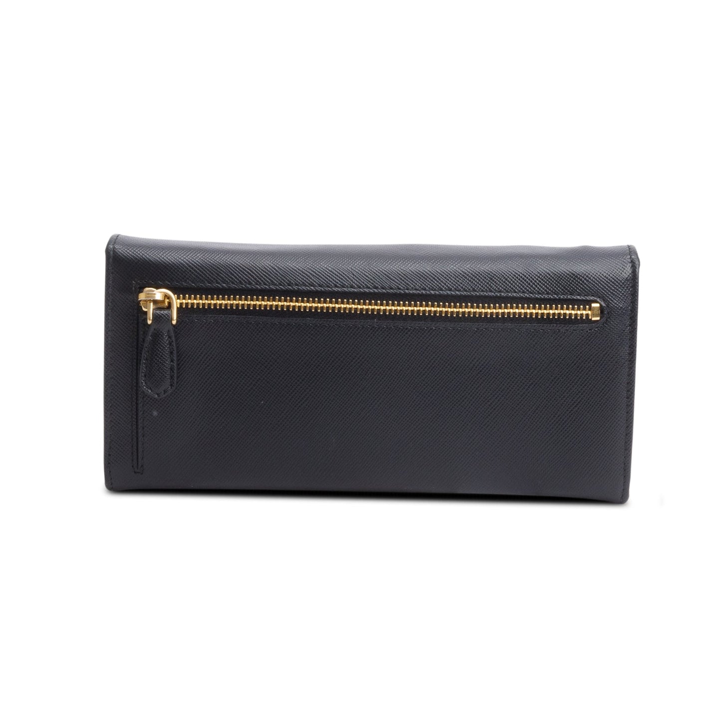 Prada Black Saffiano Leather Continental Bow Wallet