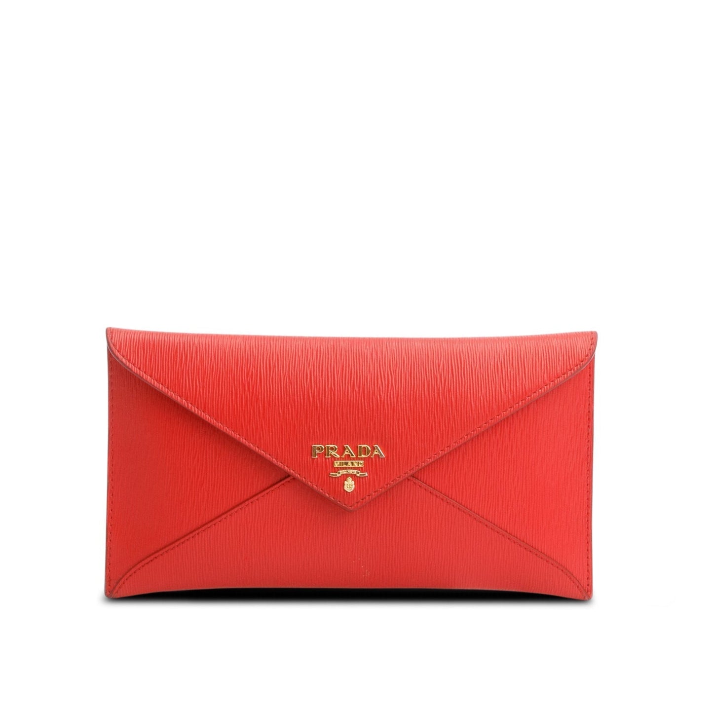 Prada Red Vitello Move Leather Envelope Wallet