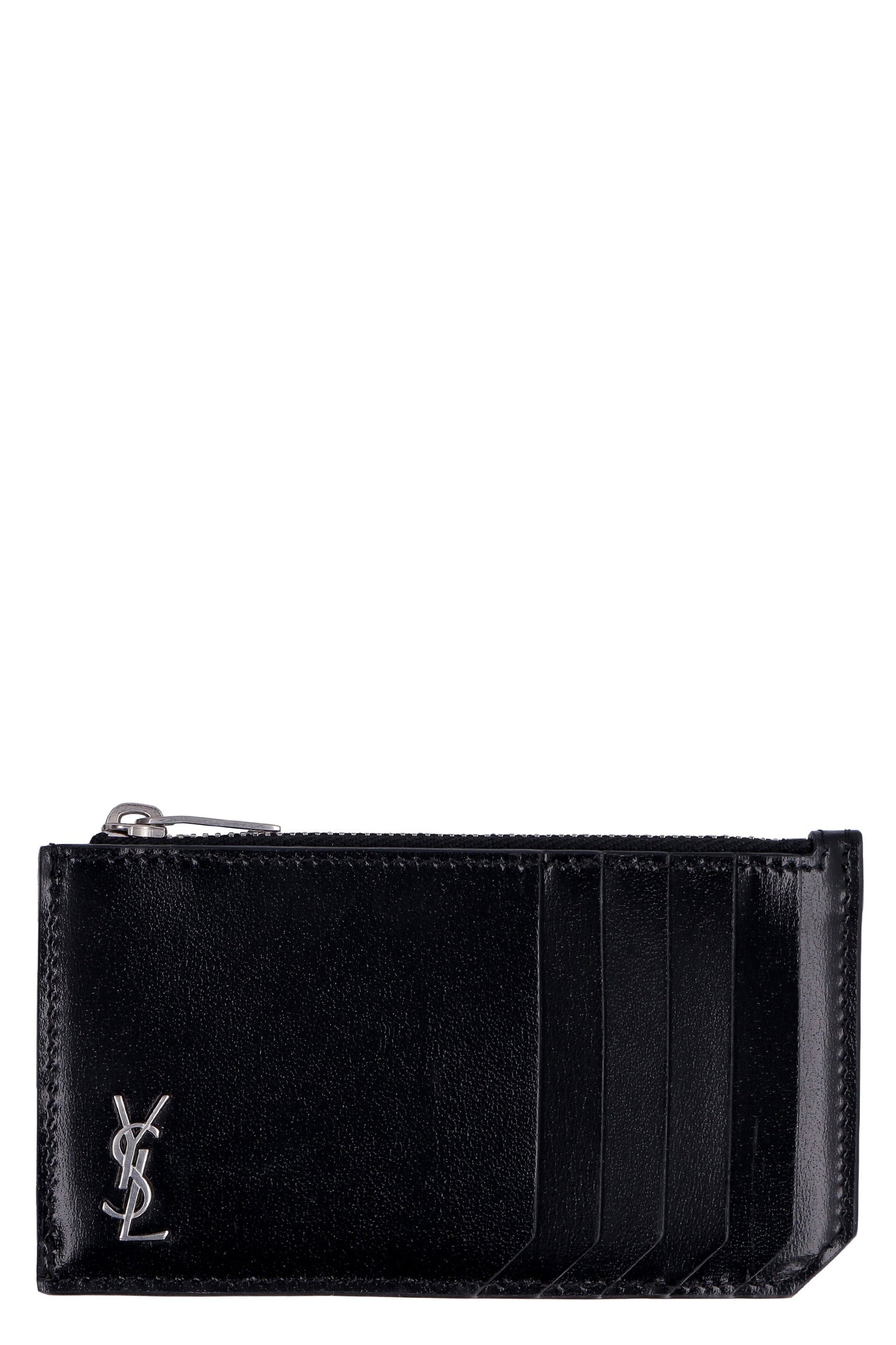 Luxury Saint Laurent Trending 2026 Men's Logo Plaque Cardholder in Black | Size UNICA | 6298991JB0E
