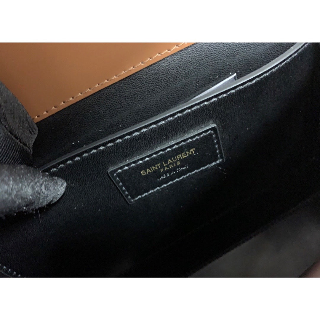 Yves Saint Laurent Cassandra Medium Top Handle Bag In Box And Velvet Brown.6in/.5cm