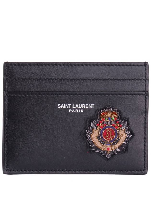 Luxury Saint Laurent Trending 2026 Logo Patch Card Wallet Black