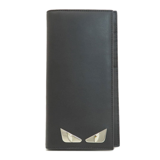 FENDI Long Wallet Purse leather black monster