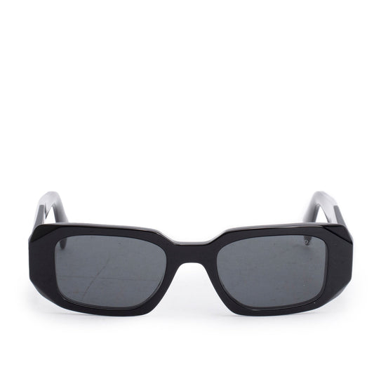 Prada SPR 17W Black Acetate Symbole Rectangular Sunglasses