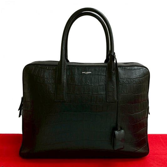 YVES SAINT LAURENT Business bag leather black Classic Museum