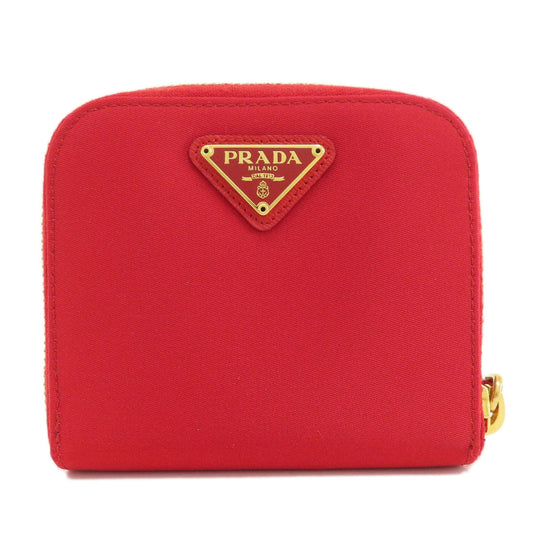 PRADA Bifold Wallet 1M0522 silk Red logoMetal