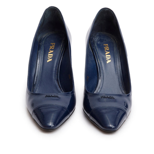 Prada Blue Patent Leather Pumps, Size 38