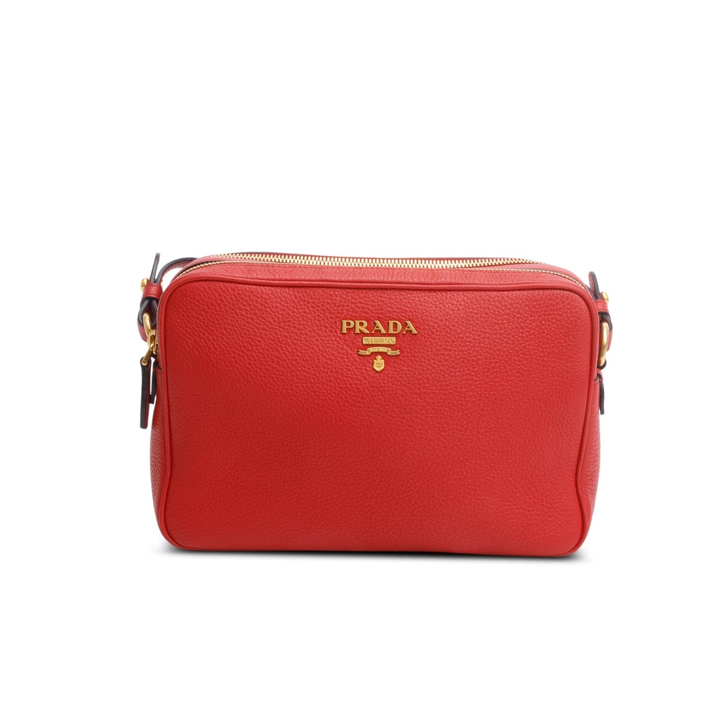 Prada Red Vitello Phenix Leather Camera Bag