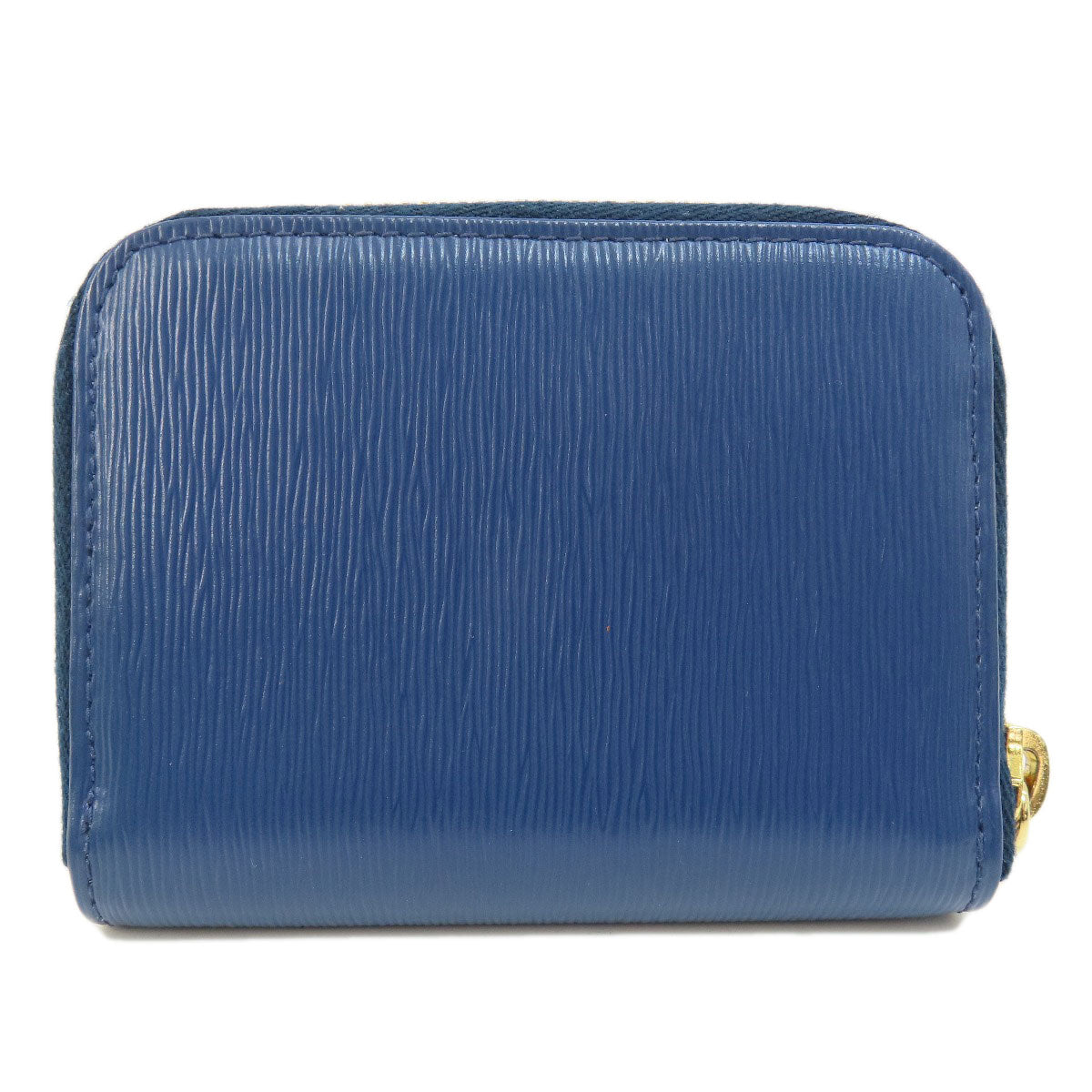 PRADA Coin case leather blue Saffiano logoMetal