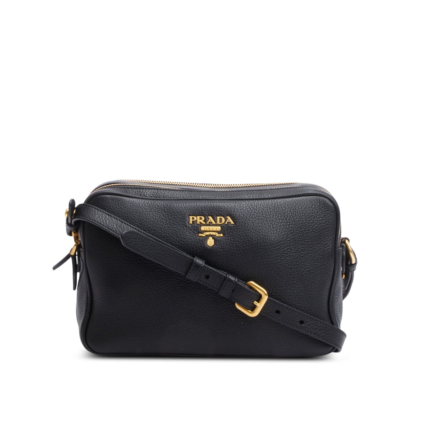 Prada Black Vitello Phenix Leather Camera Bag