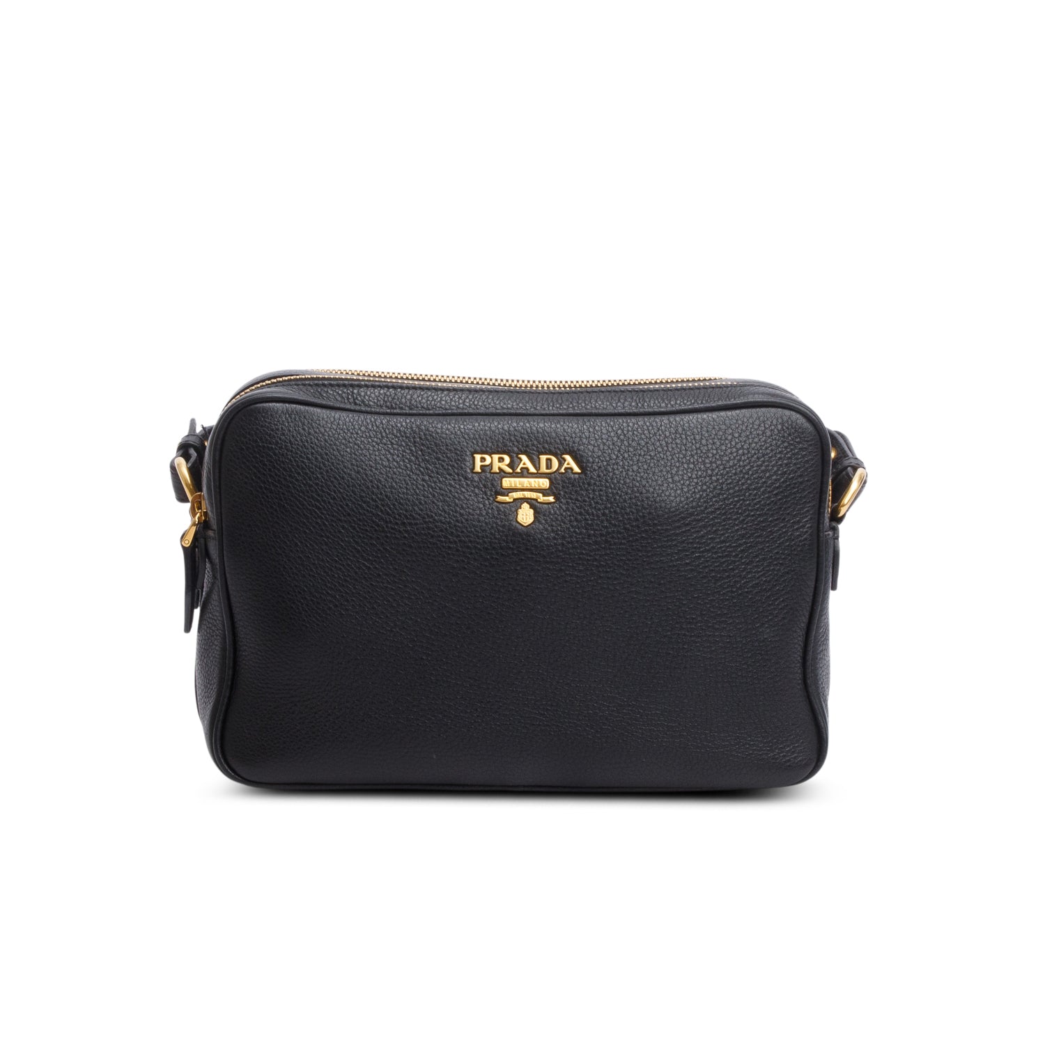 Prada Black Vitello Phenix Leather Camera Bag