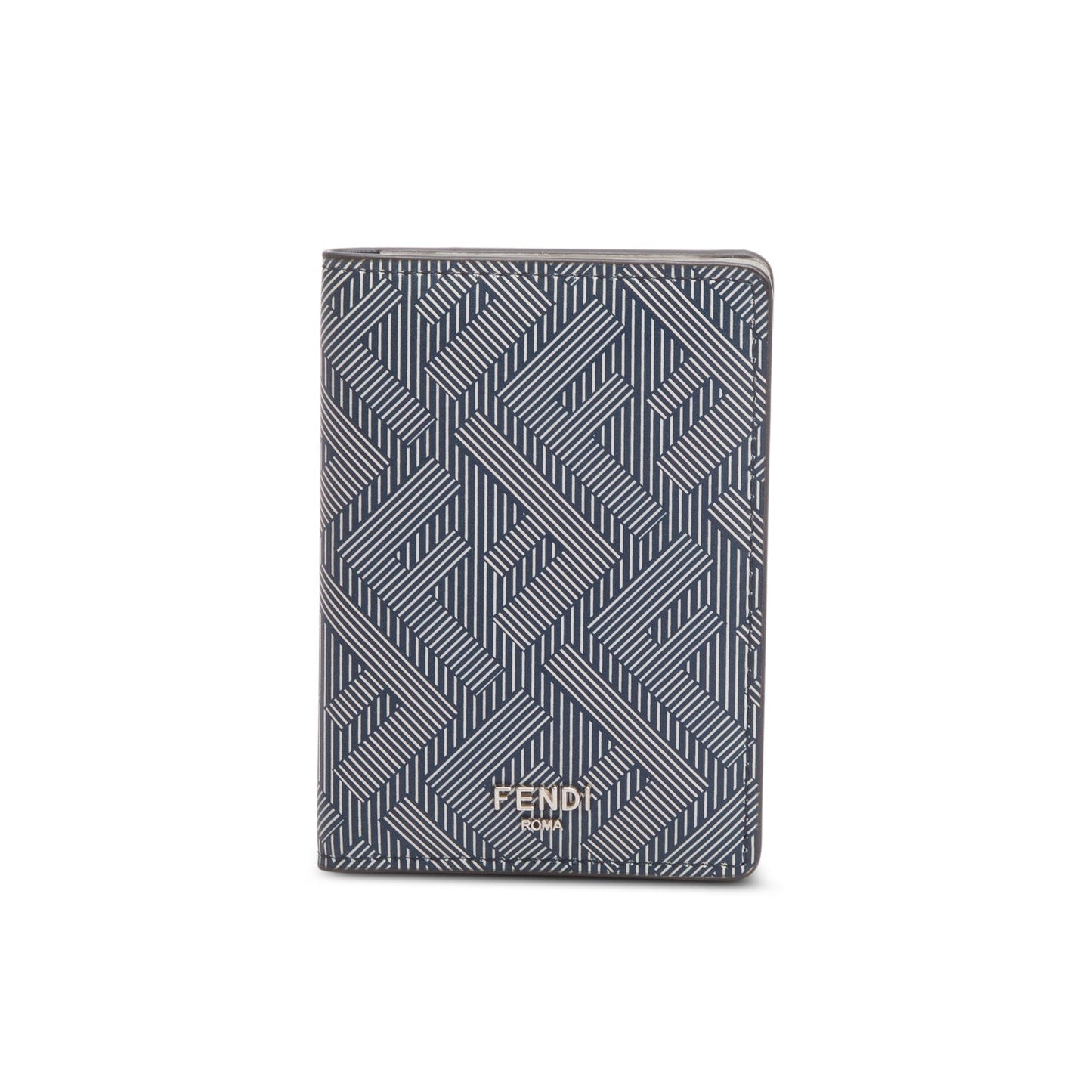 Fendi Grey FF Logo Leather Shadow Bifold Card Holder
