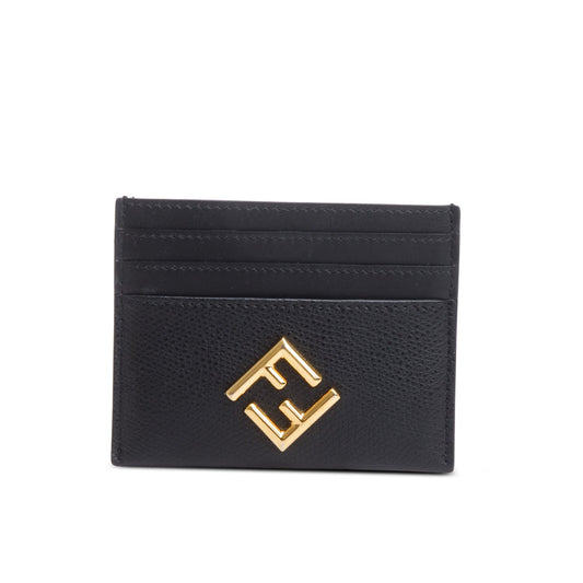Fendi 2023 Black Calfskin Leather FF Diamonds Card Case