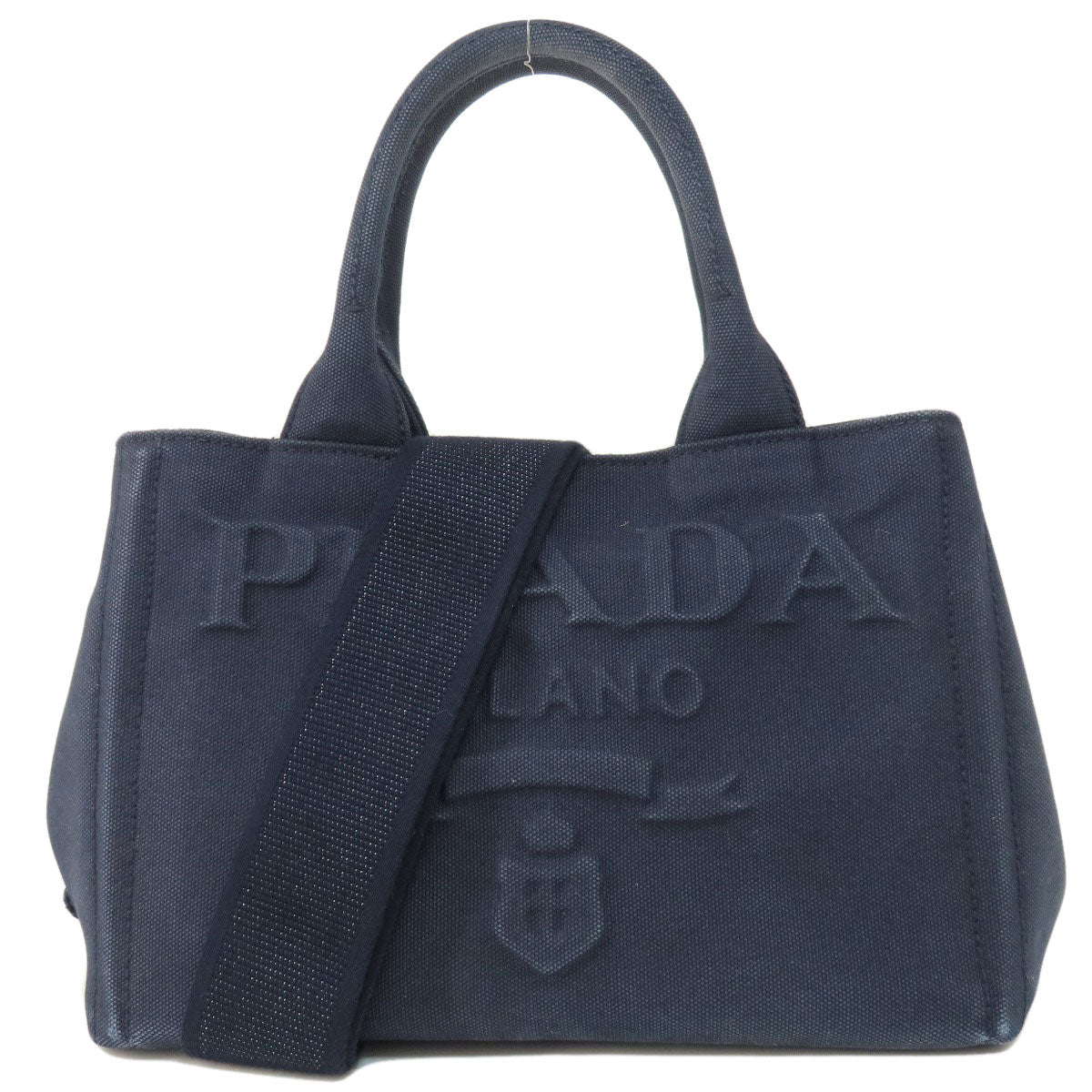 PRADA Handbag canvas Navy Canapa mini 2 WAY