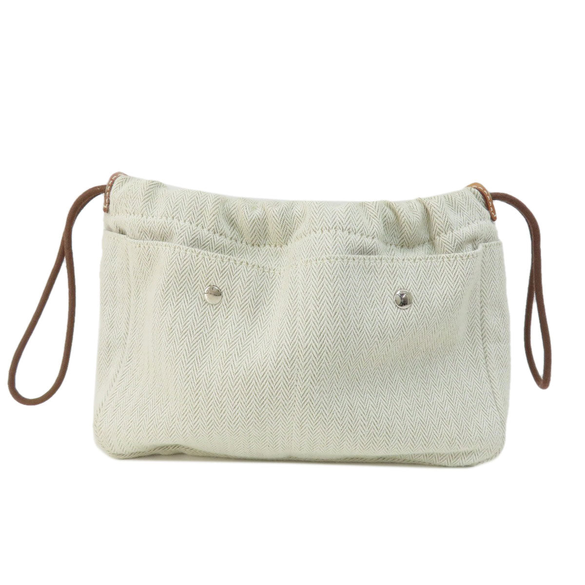 HERMES Cosmetics Pouch Towal chevron beige Foolby 20 Women