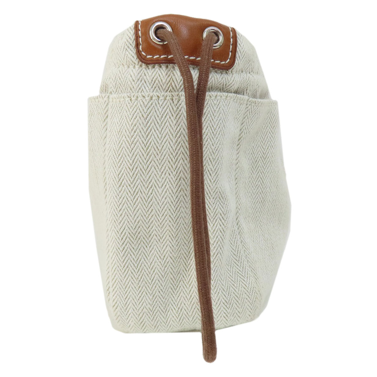 HERMES Cosmetics Pouch Towal chevron beige Foolby 20 Women