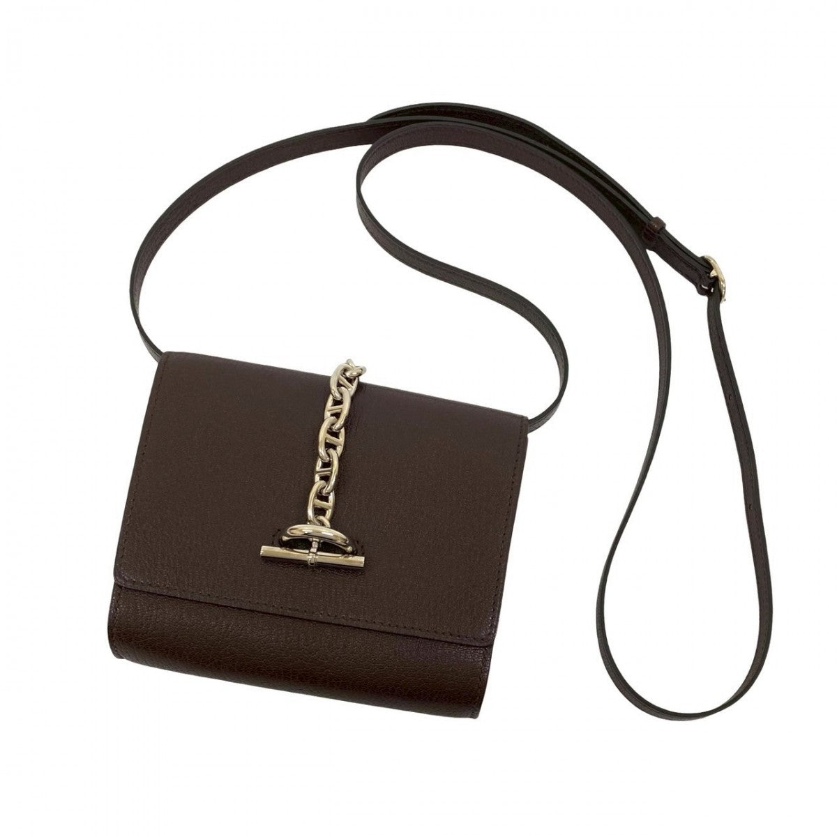 HERMES Shoulder Bag Shave Brown Chene Dunkle Compact