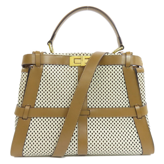 FENDI Handbag Calfskin Brown Peekaboo Punching 2WAY