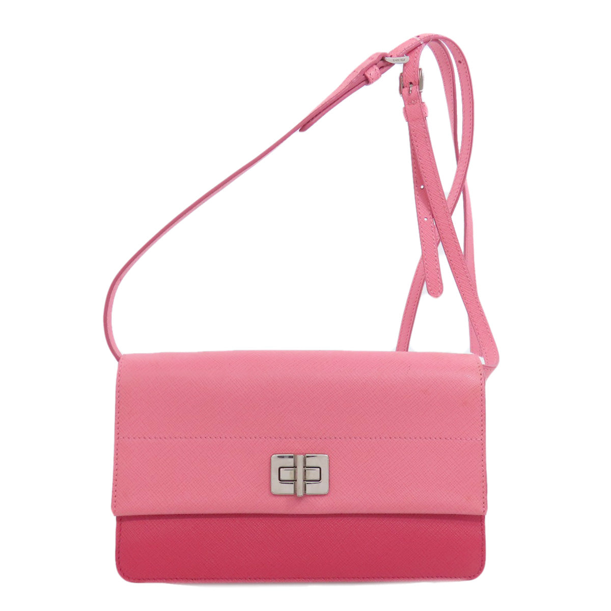PRADA Shoulder Bag Safiano pink logo