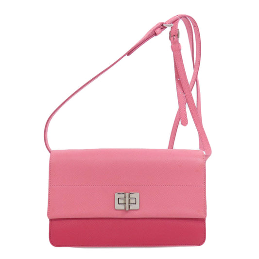 PRADA Shoulder Bag Safiano pink logo