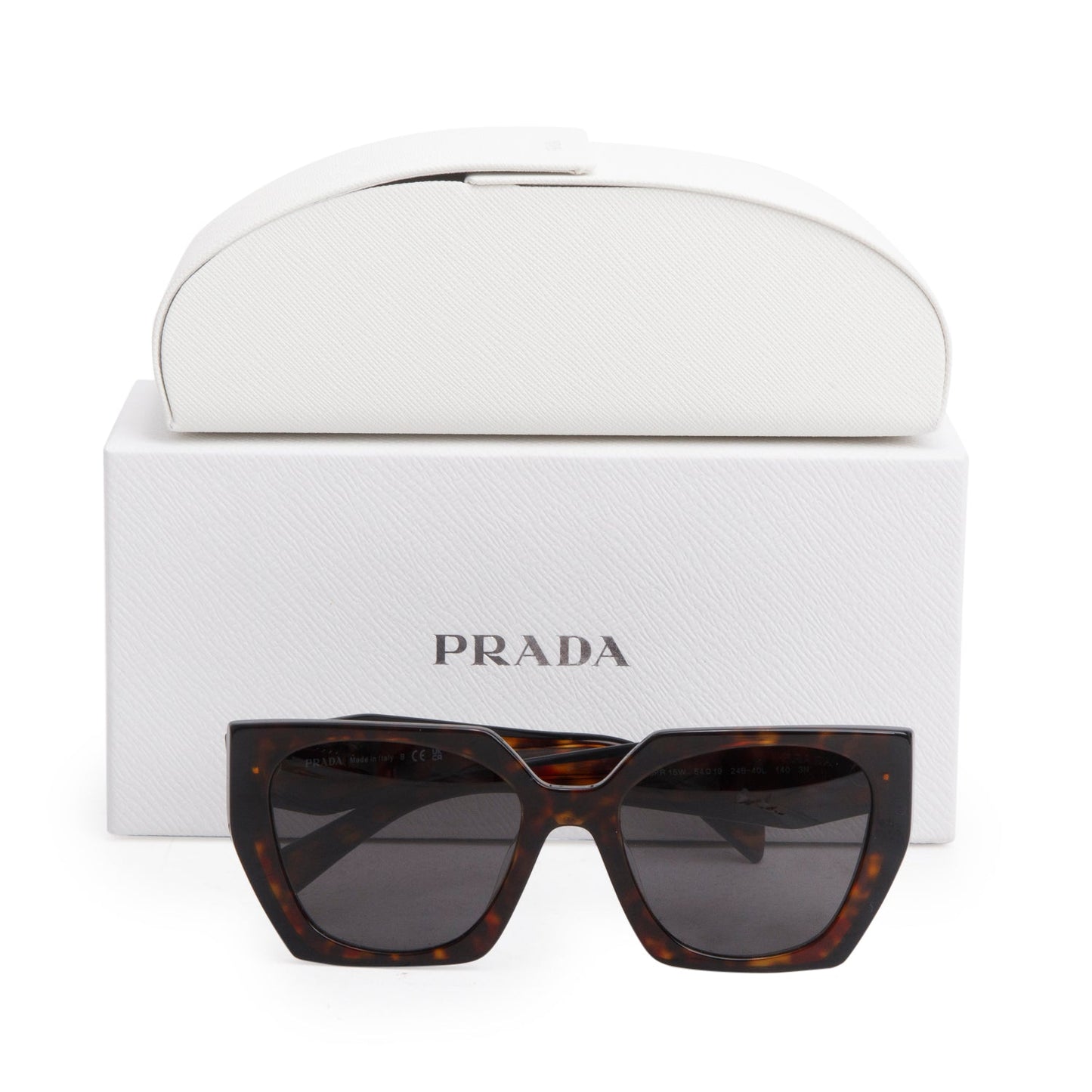 Prada SPR 15W Tortoise Acetate Rectangle Sunglasses