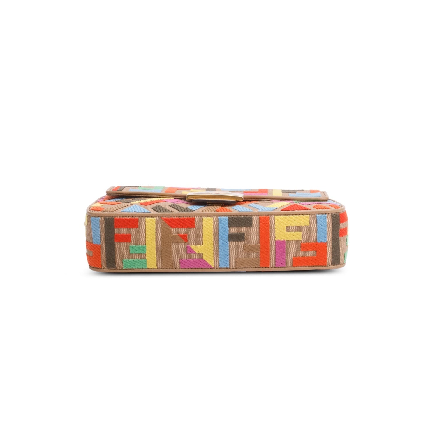 Fendi Multicolor Canvas Vitello King FF Embroidered Baguette