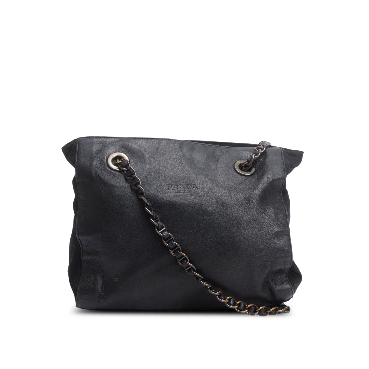 Prada Black Nappa Leather & Tessuto Nylon Catena Bag