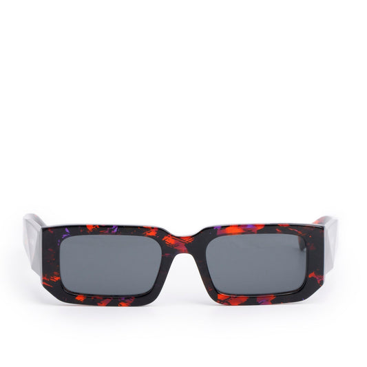 Prada SPR 06Y Brown Tortoise Acetate Symbole Rectangular Sunglasses
