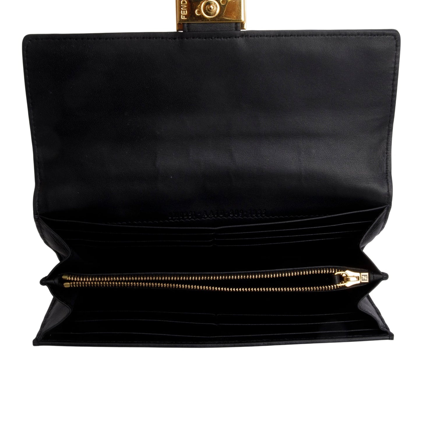 Fendi Black Nappa Mattisse FF Embossed Continental Wallet