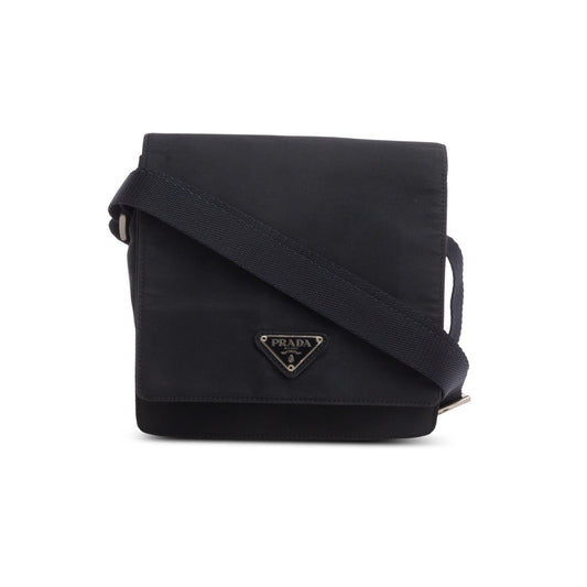 Prada Black Tessuto Nylon Saffiano Crossbody Bag