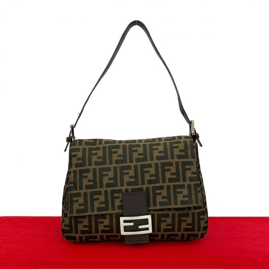FENDI Shoulder Bag leather Brown Mamma Bucket