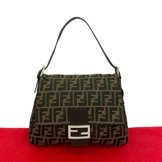 FENDI Handbag canvas Brown Mamma Bucket