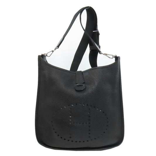 HERMES Shoulder Bag Togo black Evelyn 3 GM SilverMetal Women