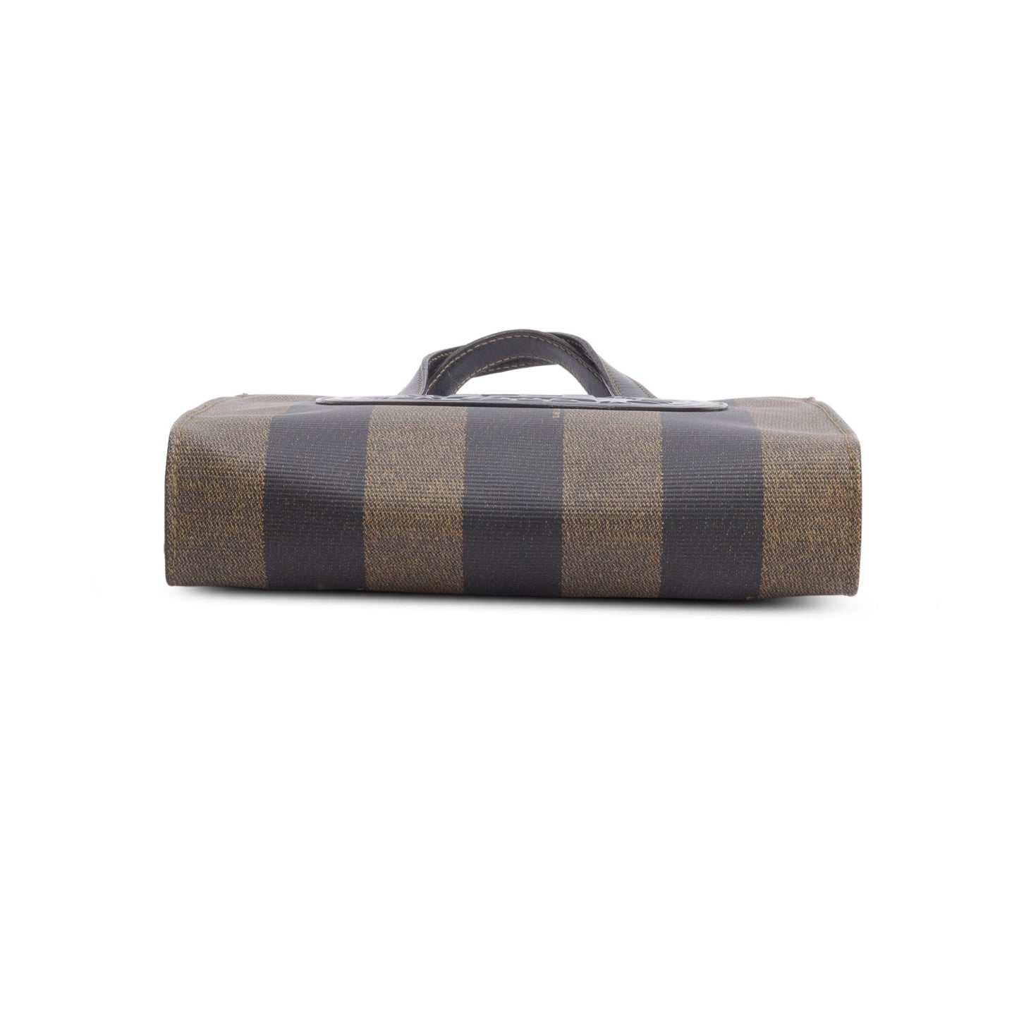 Fendi   Leather Trimmed Brown Pequin Logo Tote