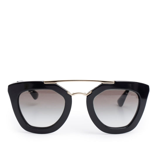 Prada SPR09Q Black Acetate Cinema Cat Eye Sunglasses