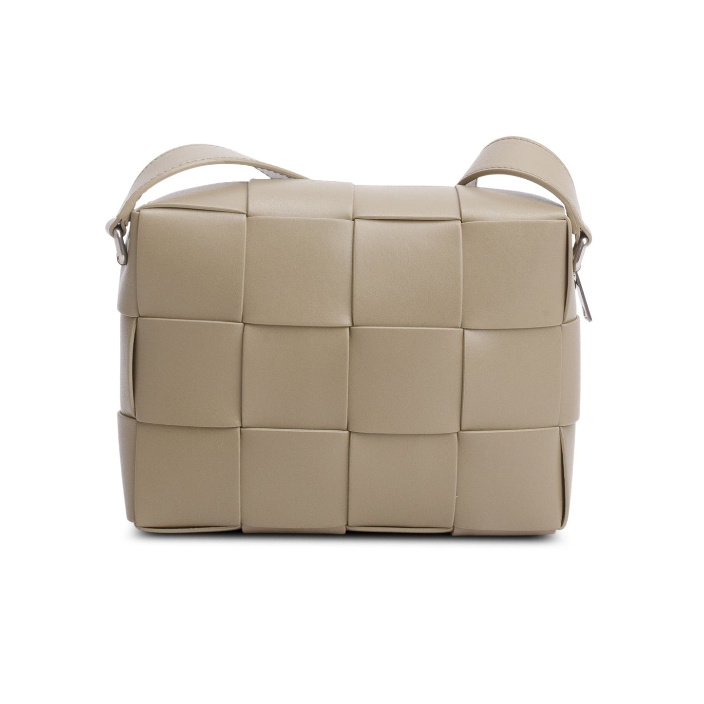 Bottega Veneta Taupe Lambskin Maxi Intrecciato Cassette Crossbody Bag