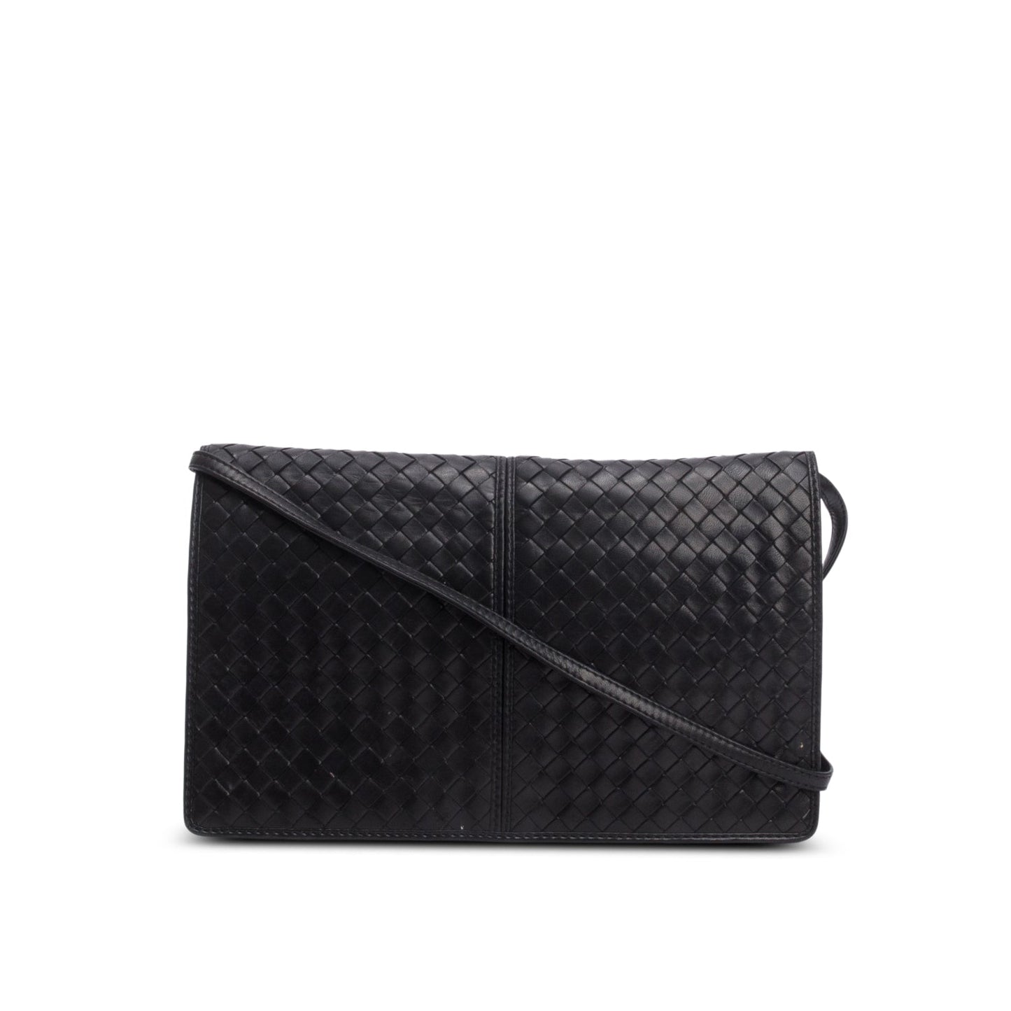 Bottega Veneta   Black Intrecciato Leather Clutch