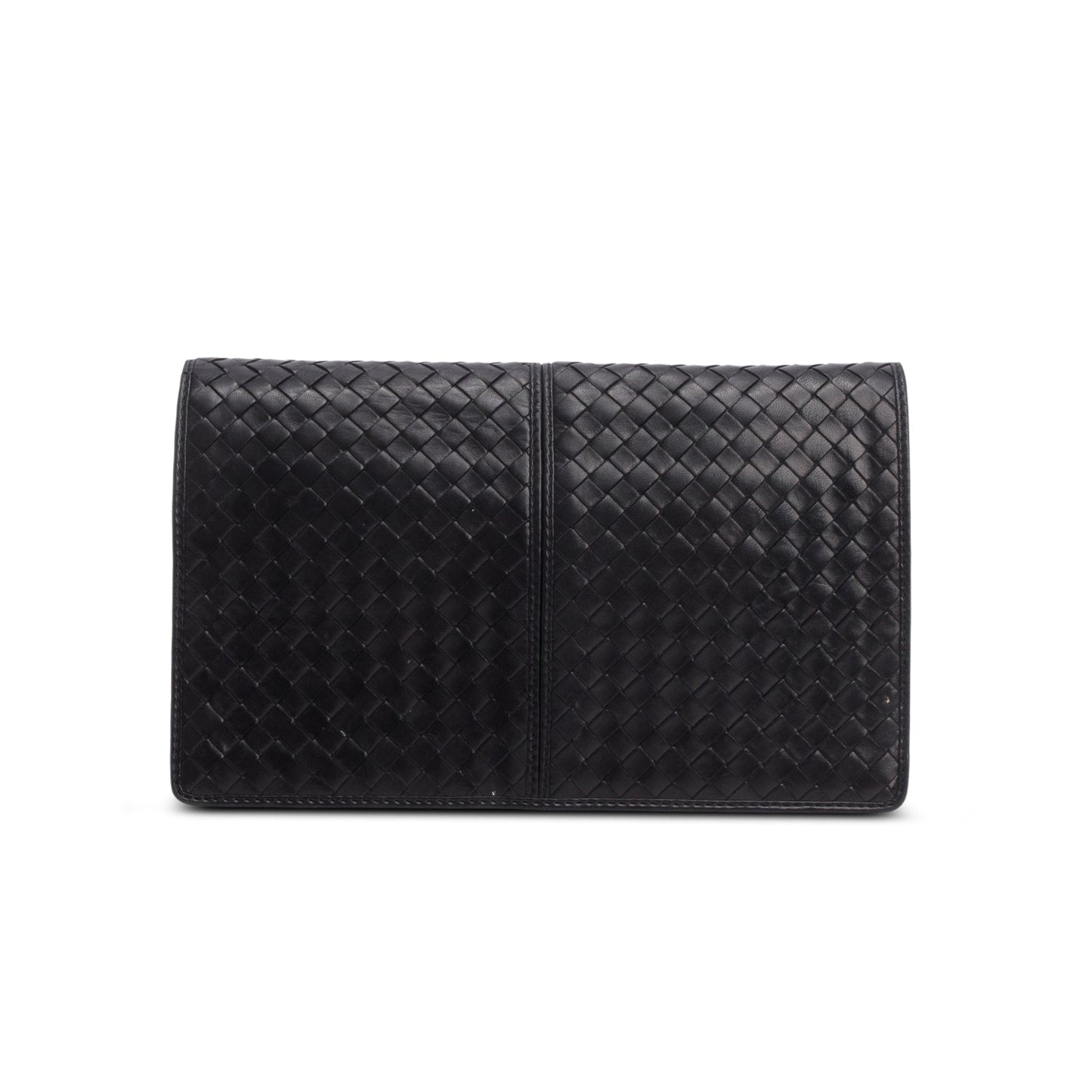 Bottega Veneta   Black Intrecciato Leather Clutch