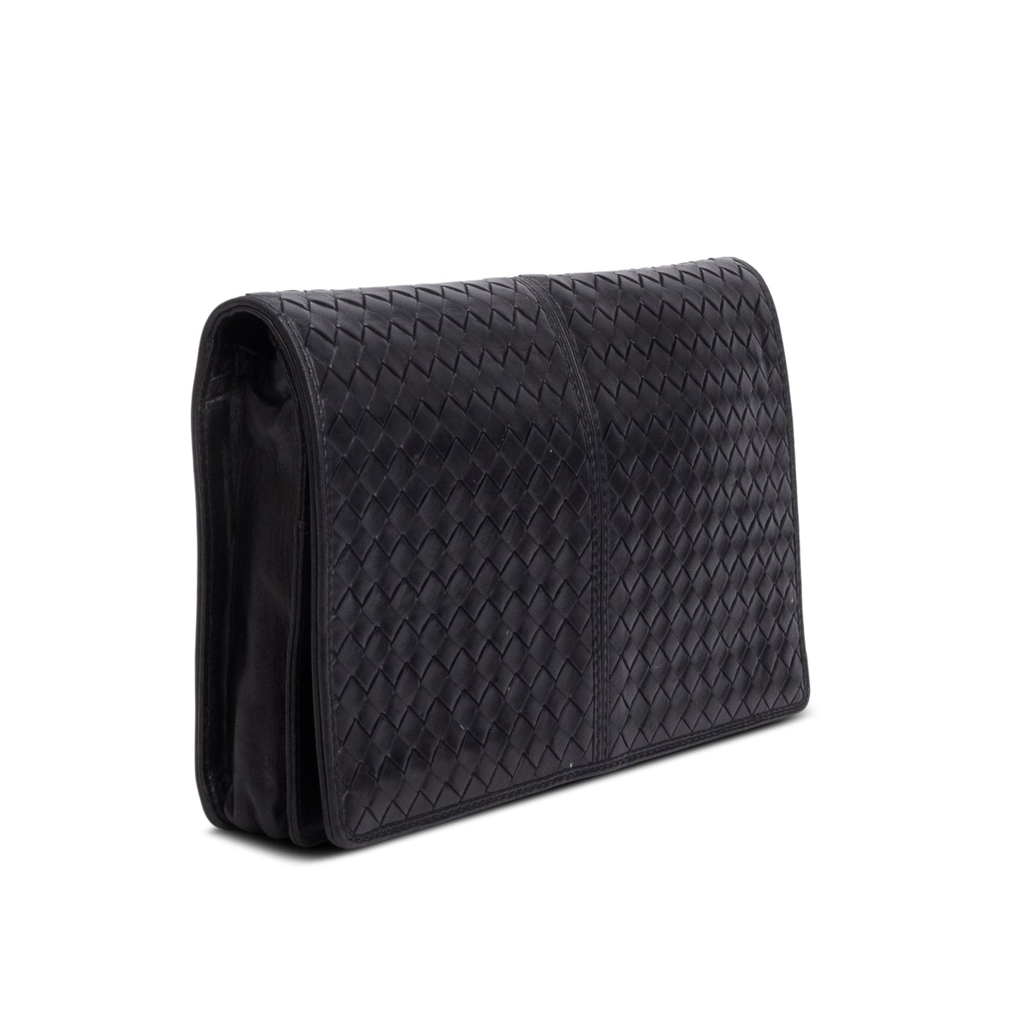 Bottega Veneta   Black Intrecciato Leather Clutch