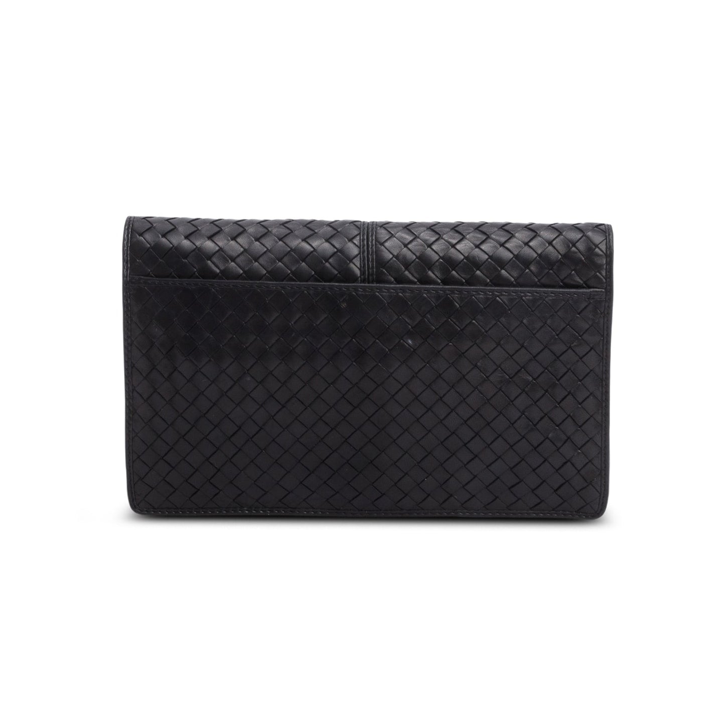 Bottega Veneta   Black Intrecciato Leather Clutch