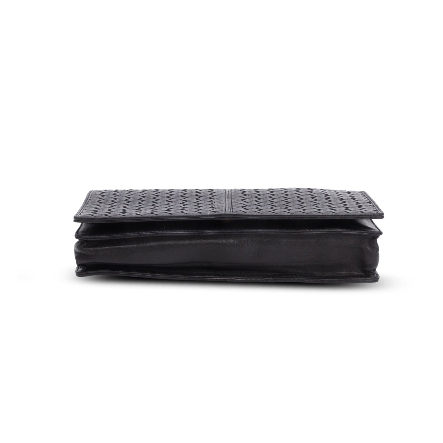 Bottega Veneta   Black Intrecciato Leather Clutch