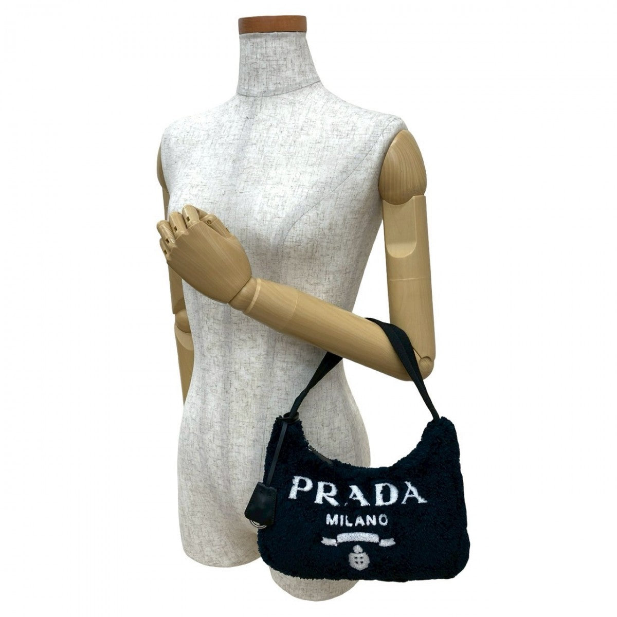 PRADA Handbag pile black Re-Edition terry mini