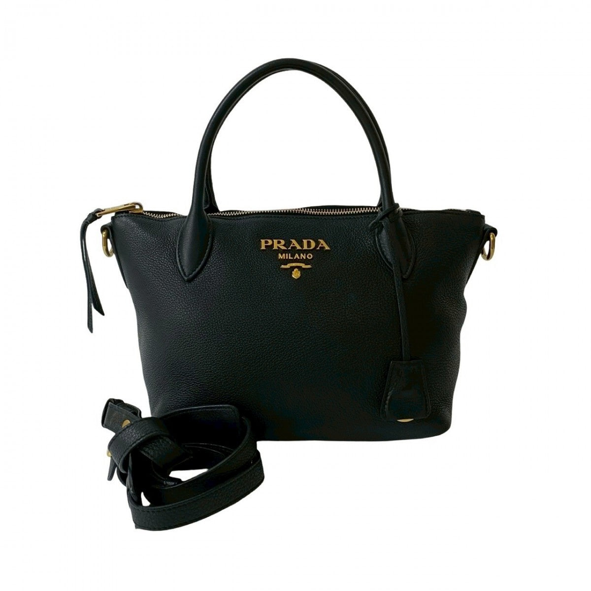 PRADA Shoulder Bag leather black