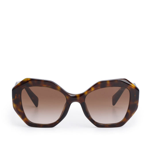 Prada SPR16W Brown Tortoise Acetate Geometric Symbole Sunglasses