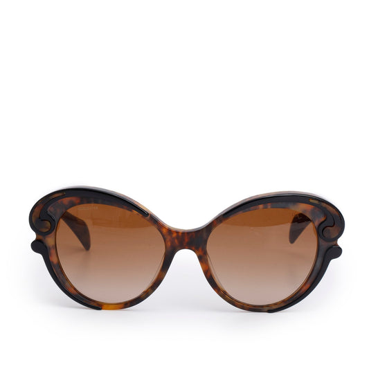 Prada SPR28N Brown Tortoise Acetate Baroque Cat Eye Sunglasses